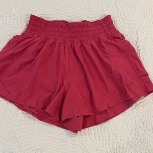 Lululemon Smocked-Waist Active Shorts in Deep Pink